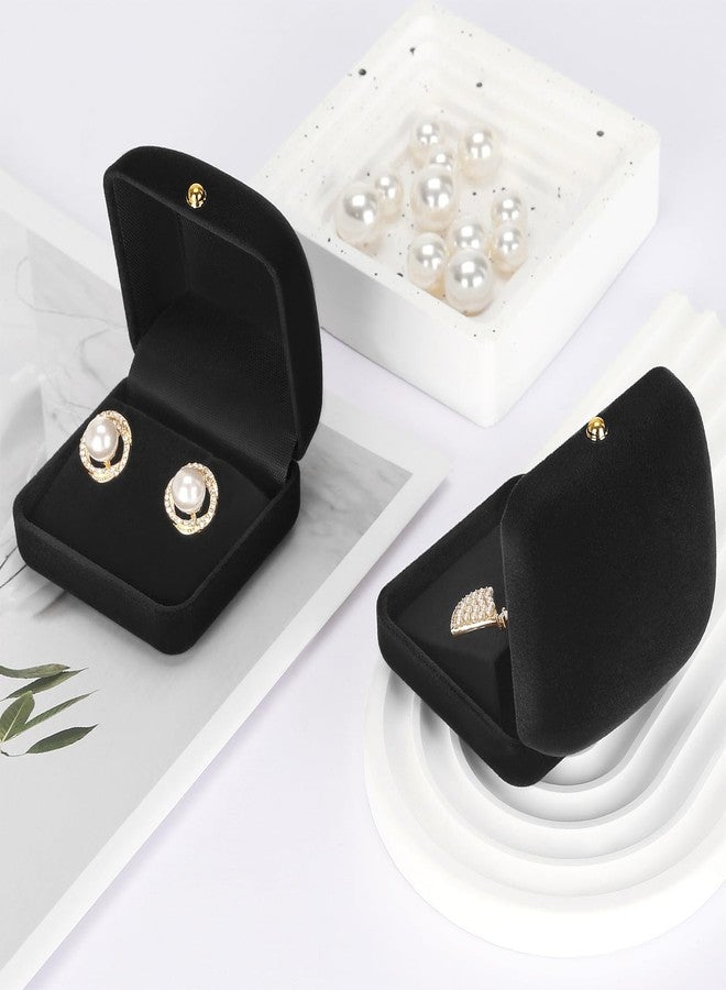 KUKUVR 2 Pieces Velvet Earring Stud Gift Box, Jewelry Holder Display Case for Earring stud cufflinks, Earring Organizer Storage Box for Women Girl (Black) - Image 3
